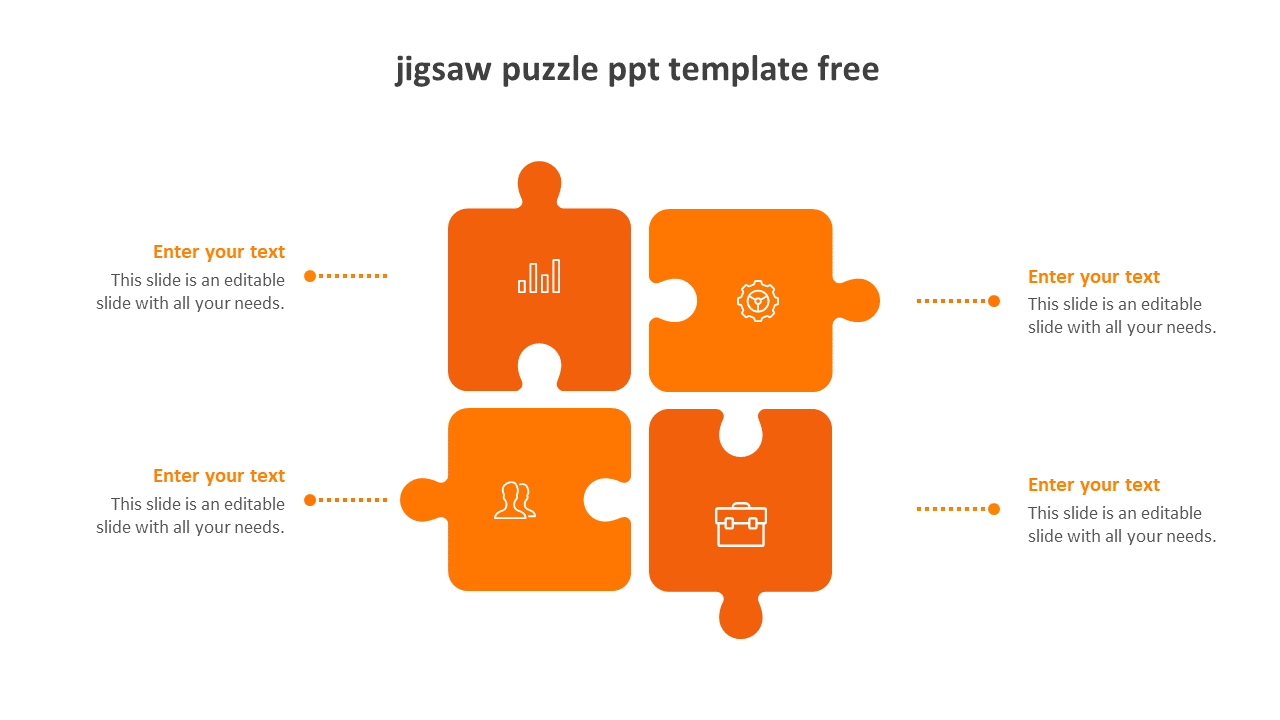 jigsaw puzzle ppt template free-orange